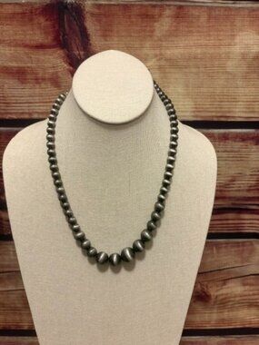 ISAC 16" Graduated Western Silver Tone Bead Necklace, Handmade NWT